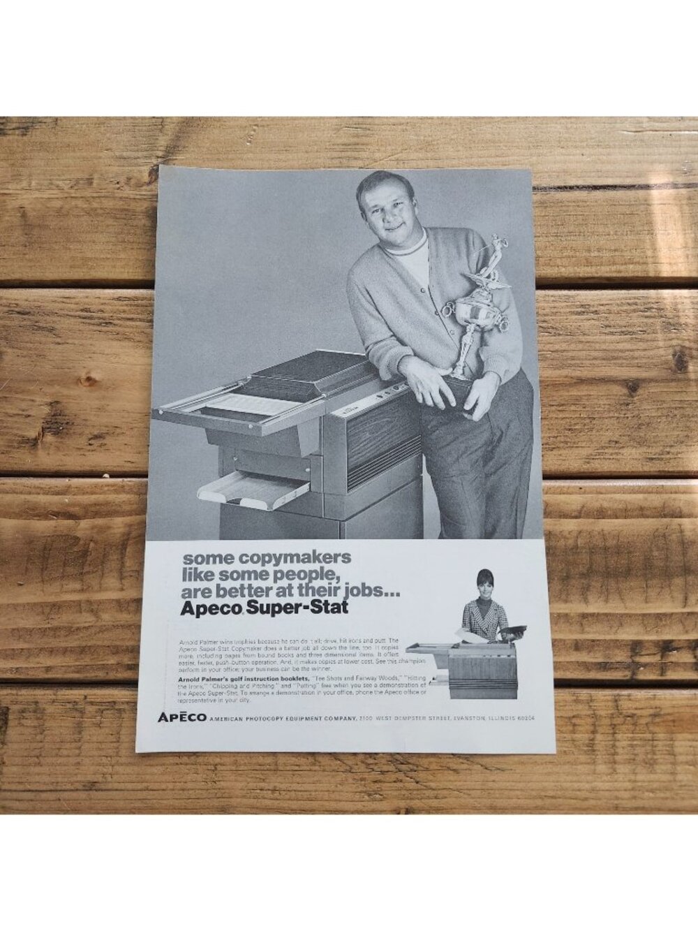 1968 Golf Legend Arnold Palmer Golf Trophy photo Apeco print ad